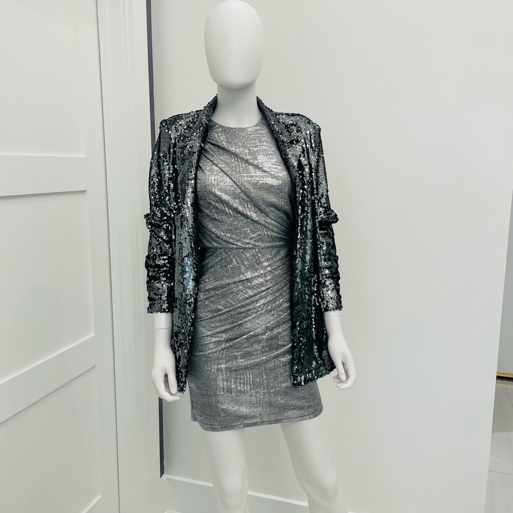 Alice & Olivia silver mini dress